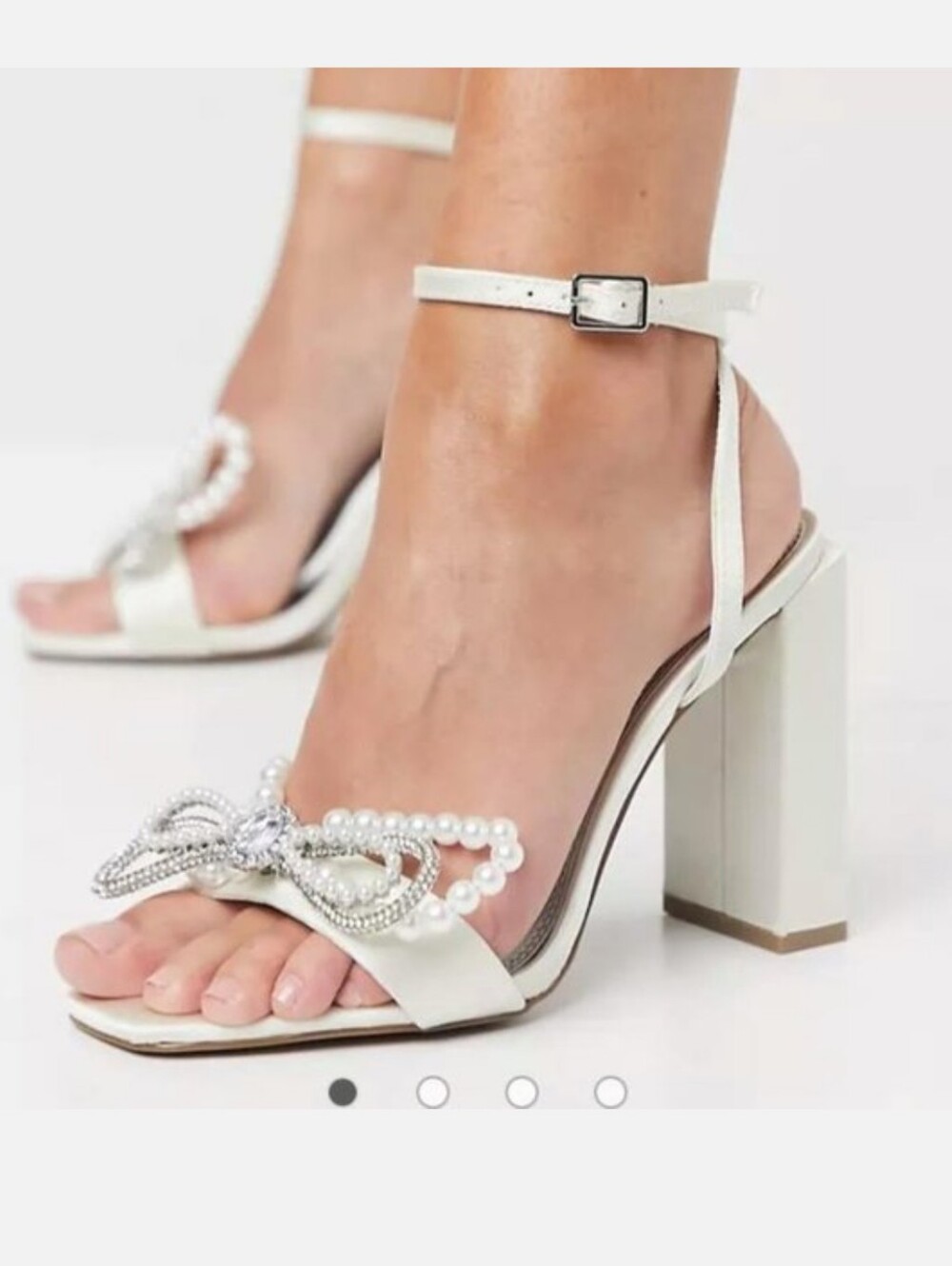 Bridal Heels Satin With Pearl Crystal Bows Sz 10